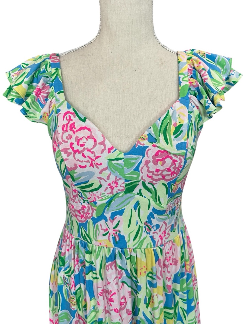 Lilly Pulitzer Bayleigh Flutter Sleeve Midi Dress Grove Garden Print NWOT Size 6 - Picture 2 of 13